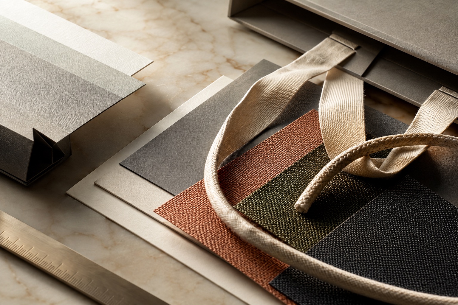 Curated packaging materials and handle samples
