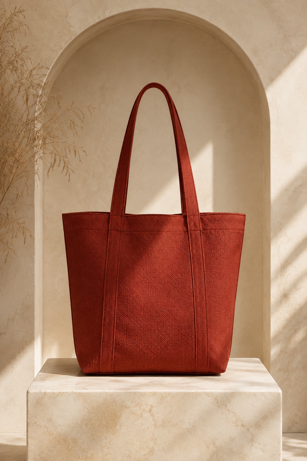 Sculptural clay red reusable tote